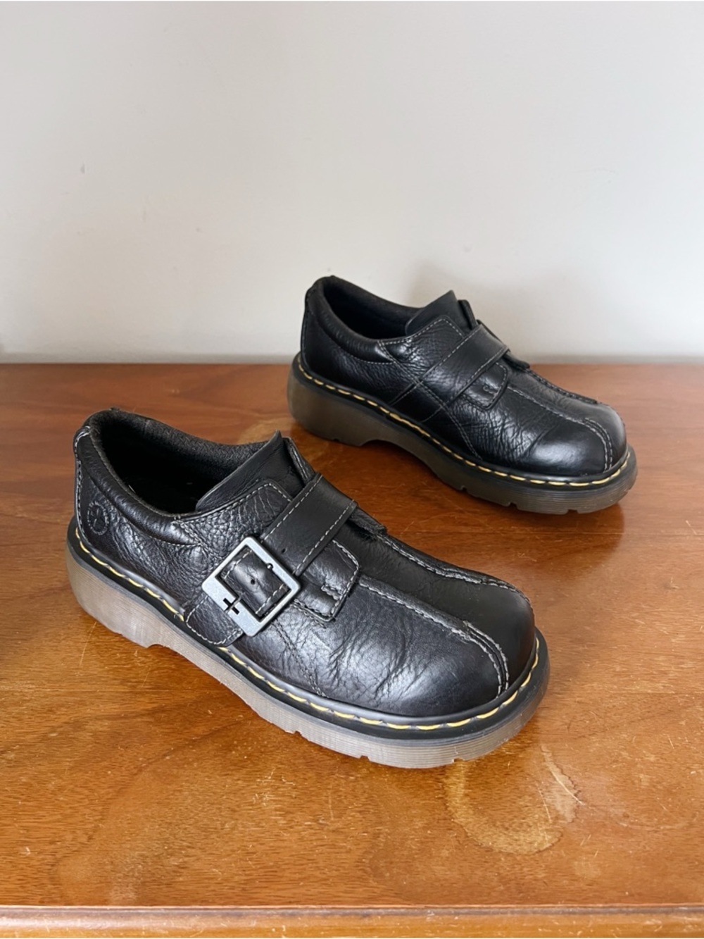 Dr Martens • vintage 12282 platform shoes black leather monk strap chunky - Picture 10 of 10
